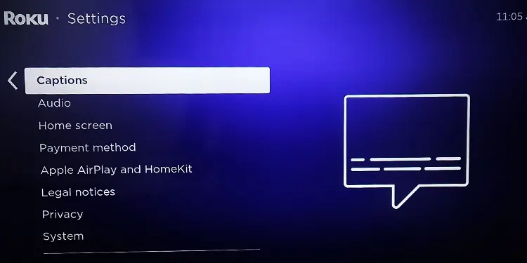 How to Get Rid of Closed Caption on TV 24 captions-option-in-roku