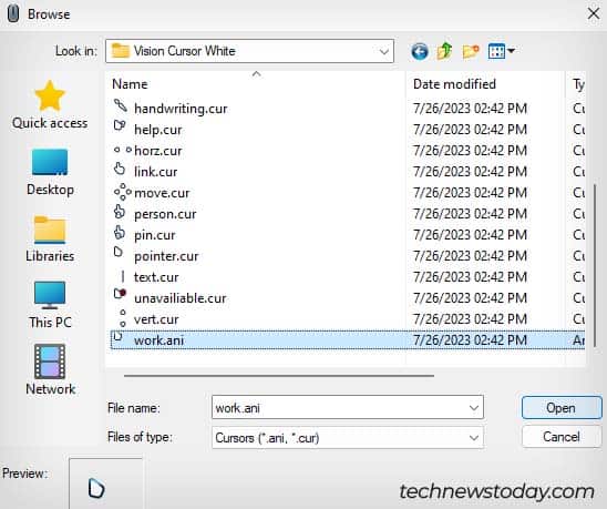change cursor