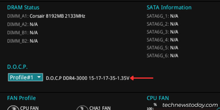 check docp profile frequency timing and voltage