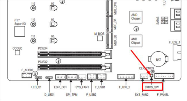 checking cmos sw button in gigabyte user manual - 1