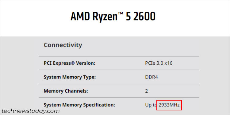 checking memory specification of processor