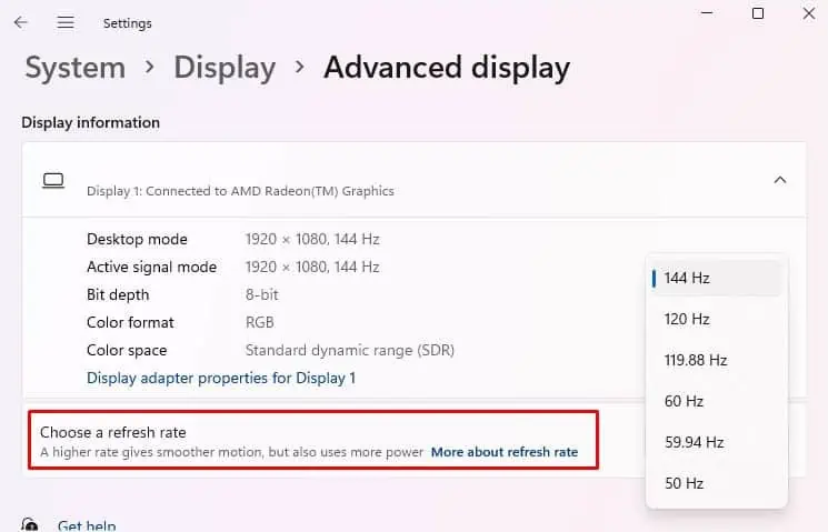 12 Ways to Fix Sceptre Monitor No Signal 17 choose-a-refresh-rate