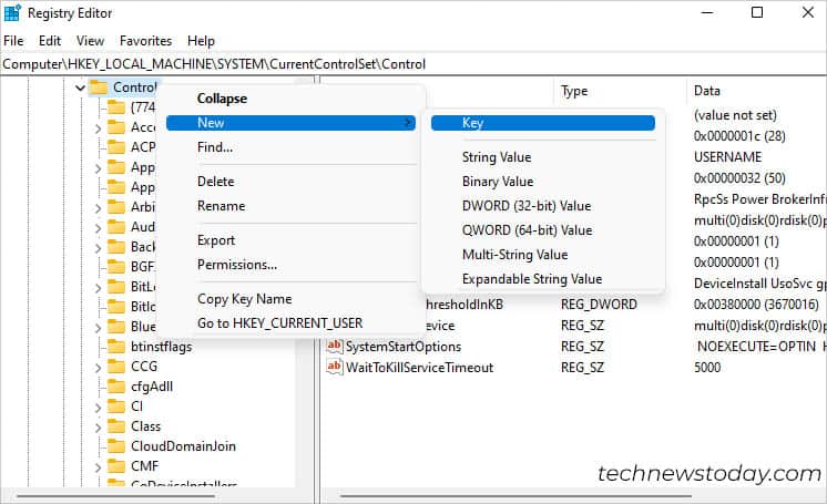 control new key