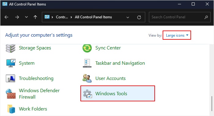 control-panel-windows-tools