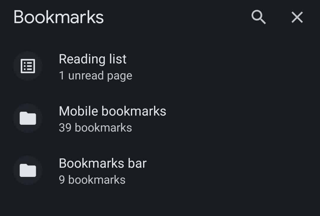 default chrome bookmarks folder