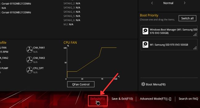 default option in asus bios