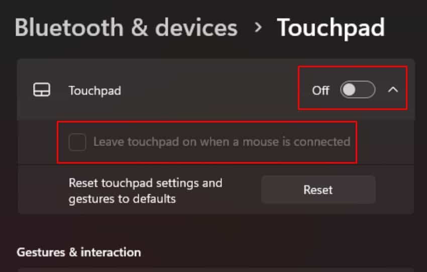 disable touchpad on hp laptop