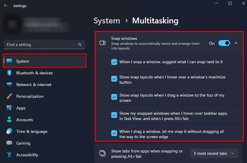 enable snap window split screen surface laptop