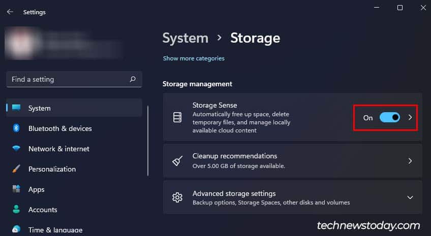 enable storage sense