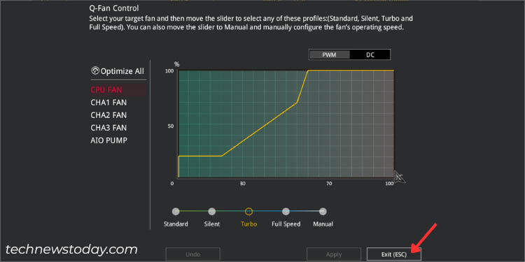 esc to exit qfan control in ez mode