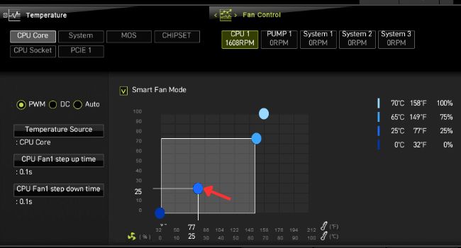 fan speed curve second point