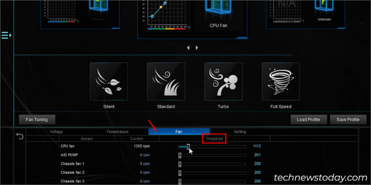 fan threshold setting ai suite