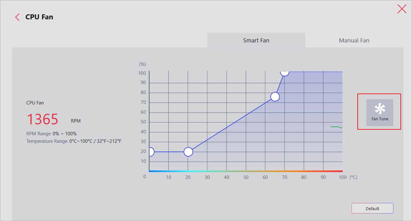 fan tune option smart fan msi center