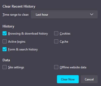 firefox clear history