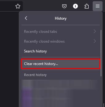 firefox clear recent history