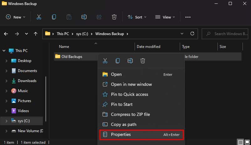folder properties