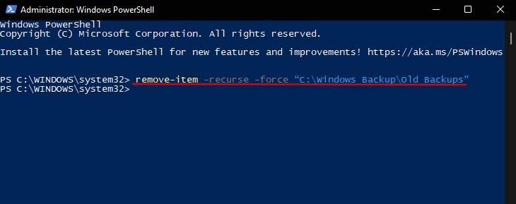 force delete folder using powershell