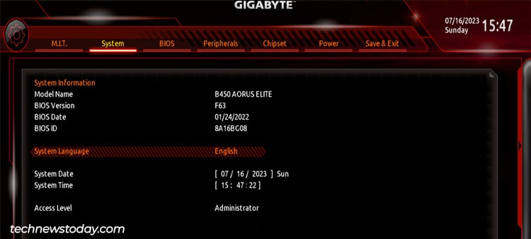 gigabyte b450 bios version