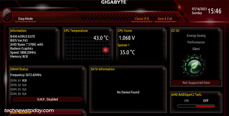 gigabyte easy mode bios version