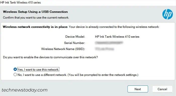 How to Connect Printer to Wi-Fi 21 hp-printer-yes-i-want-to-use-this-network
