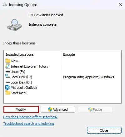 indexing-options-modify