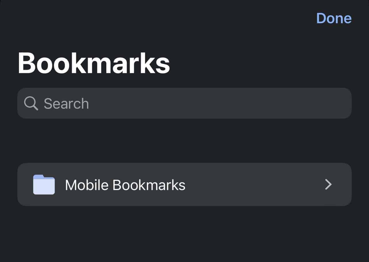 ios chrome bookmarks folder