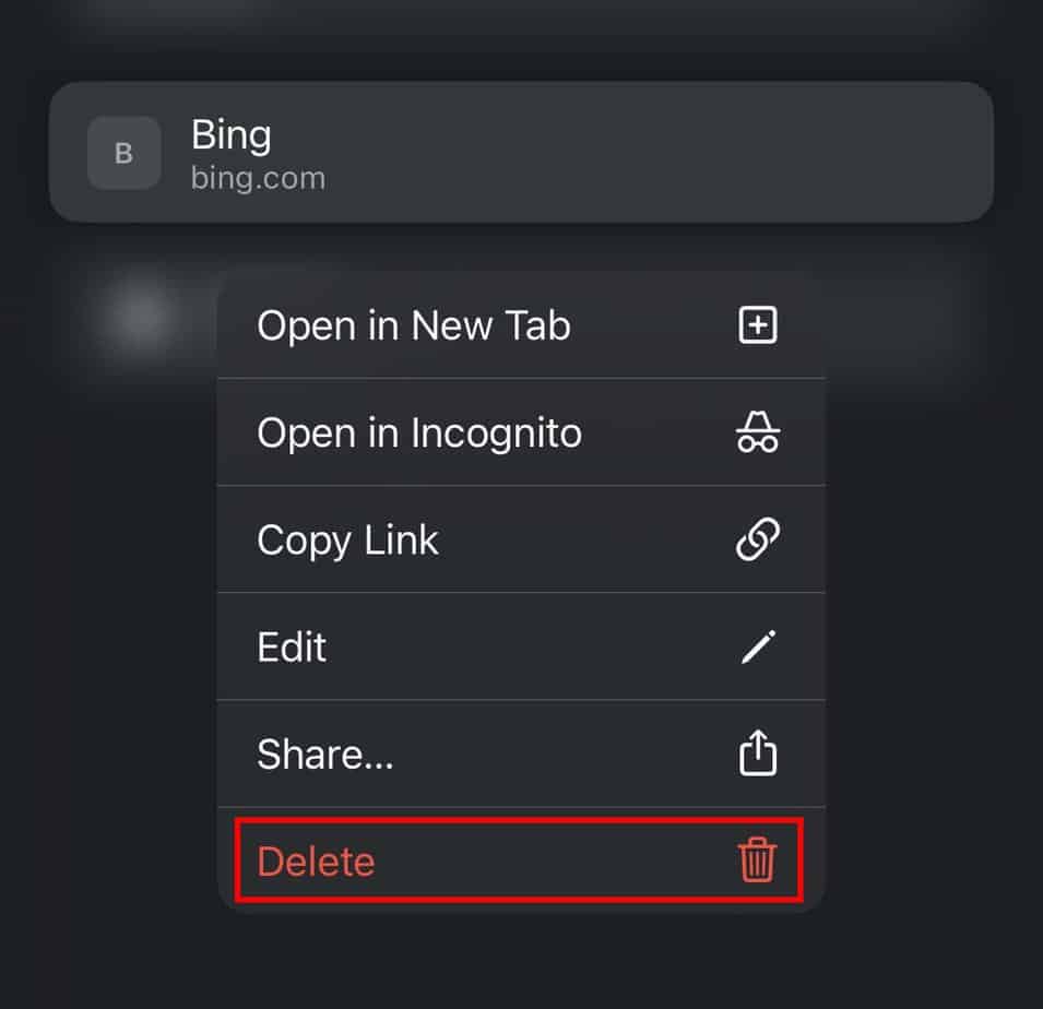 ios chrome delete bookmark