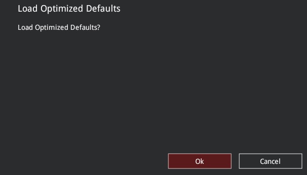 load optimized defaults ok