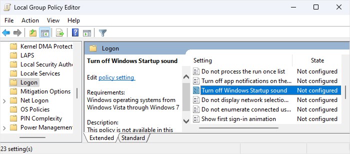 local-group-policy-editor-logon-turn-off-windows-startup-sound