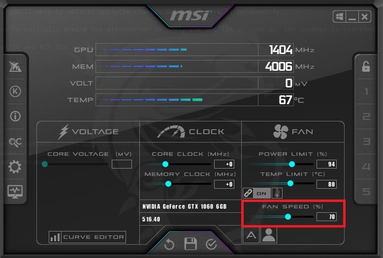 manual fan speed configuration