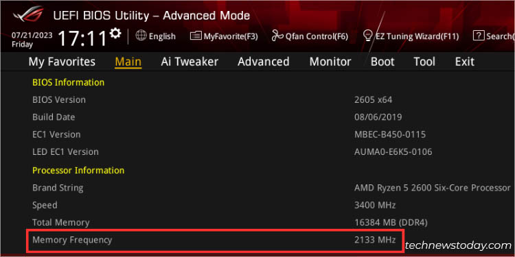 memory frequency asus checking in advanced mode