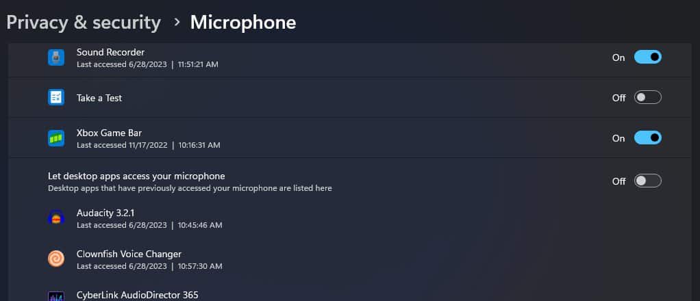 microphone access windows os