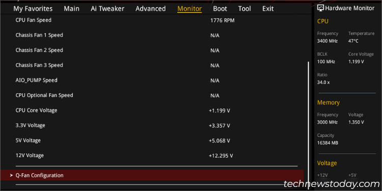 monitor tab qfan configuration asus