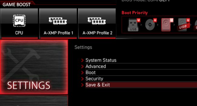 msi settings save and exit