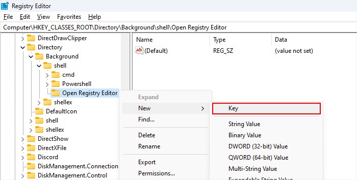 new-registry-editor-key
