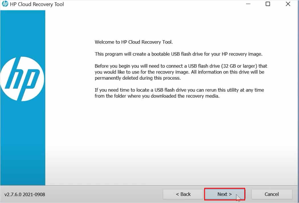 next hp cloud recovery