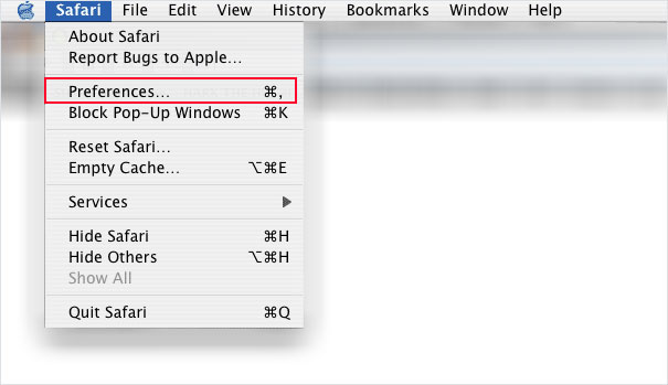 open safari preference mac os