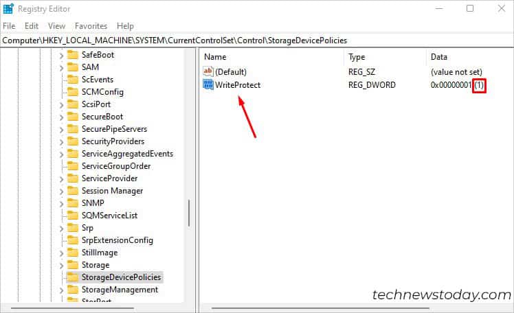 open writeprotect dword value