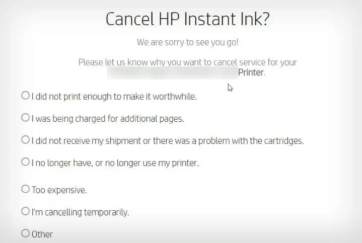 provide-reason-for-canceling-hp-instant-ink