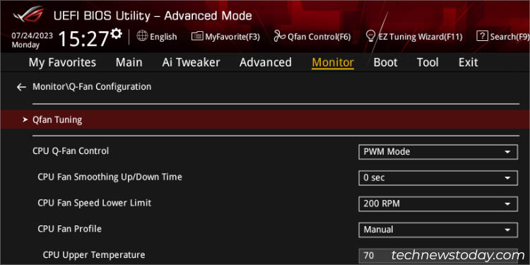 qfan tuning in asus advanced mode