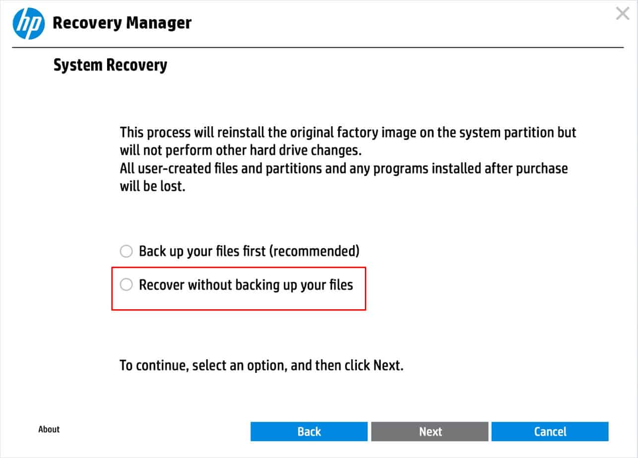 recover without saving recover hp laptop