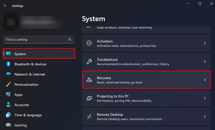 recovery settings reset hp laptop
