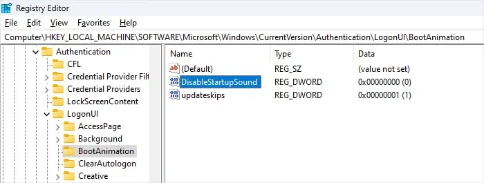 registry-editor-authentication-logonui-bootanimation-disablestartupsound
