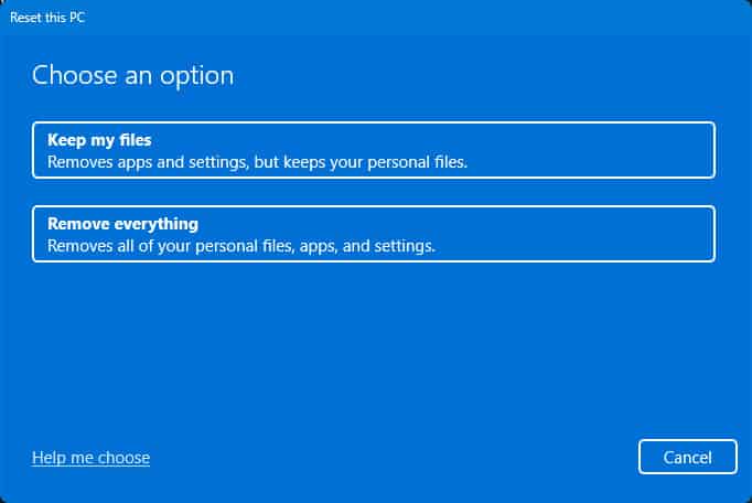 remove everything reset pc