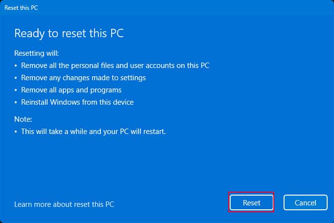 reset windows factory reset windows