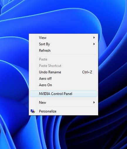 right-click nvidia control panel