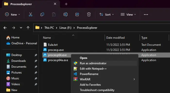 run-process-explorer-as-administrator-procexp64