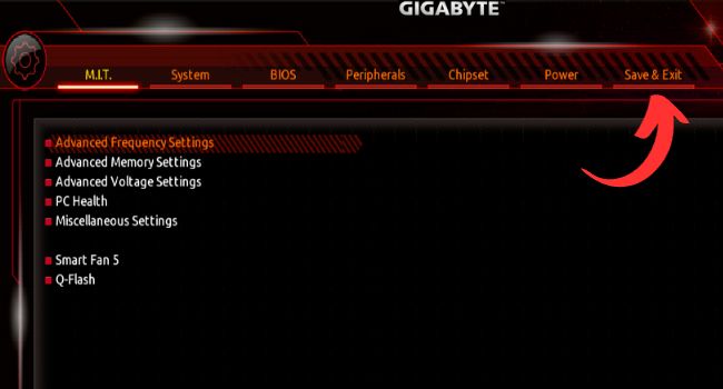 save and exit gigabyte bios