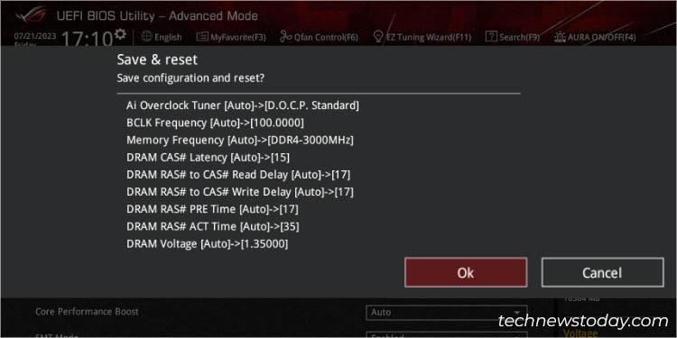 save and reset asus docp settings