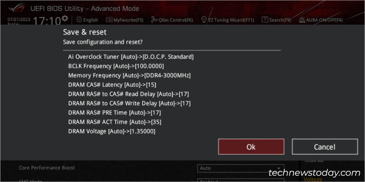 ASUS DOCP Guide: Boosting Your RAM Speed, Step by Step 14 save and reset asus docp settings